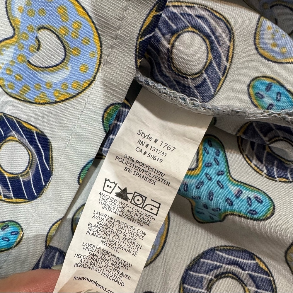 Prints by Maevn Blue & Gray Donut Print Medical Scrub Top Large - Picture 6 of 6